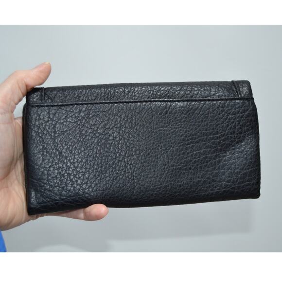 Time & Tru Black PU Fold Over Wallet with Gold Stud Detail NWOT - Picture 2 of 6